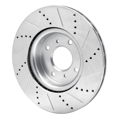 R1 Concepts R1 04-06 Nissan Sentra Front Left Drilled & Slotted Silver Brake Rotor
