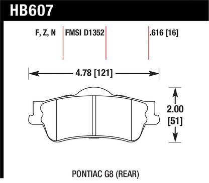 Hawk Performance Hawk 08-09 Pontiac G8 3.6 Base/6.0 Performance Ceramic Street Rear Brake Pads