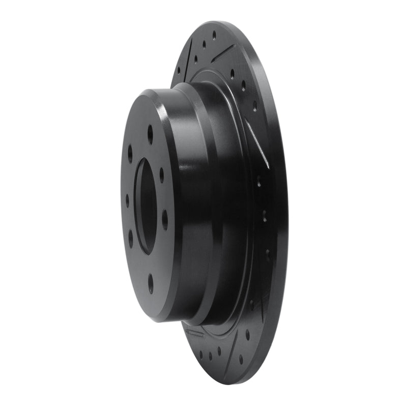 R1 Concepts R1 82-89 BMW 633CSI Rear Left Drilled & Slotted Black Brake Rotor