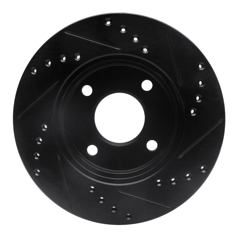 R1 Concepts R1 00-15 Ford Focus Front Left Drilled & Slotted Black Brake Rotor