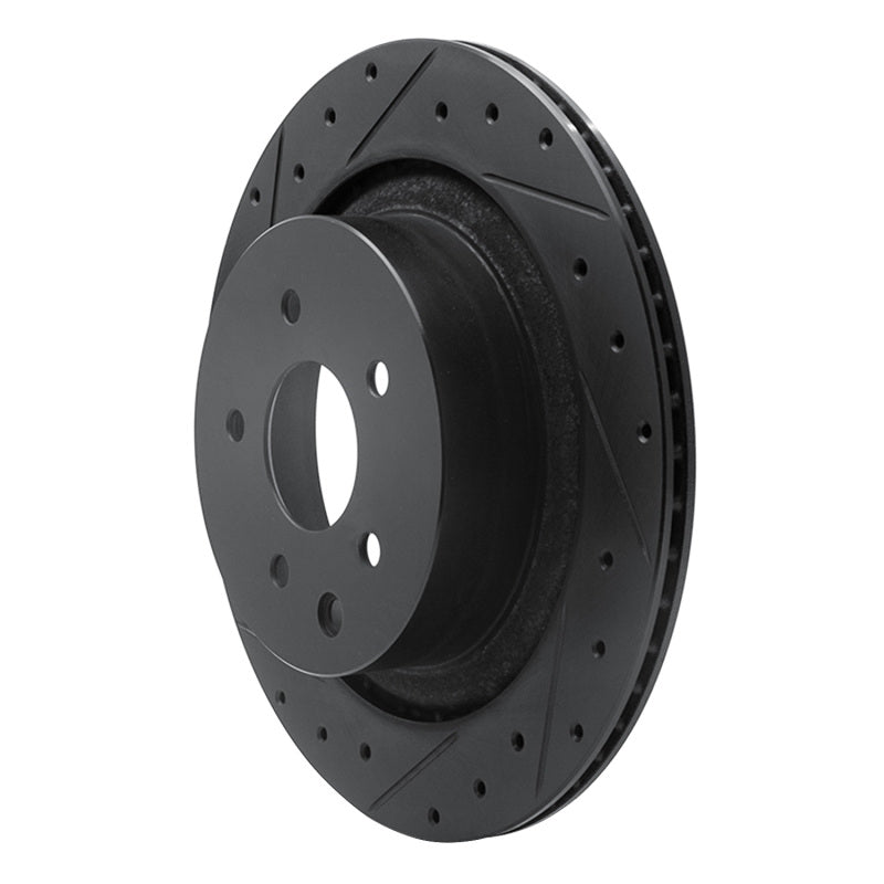 R1 Concepts R1 07-15 Infiniti Q60 Rear Left Drilled & Slotted Black Brake Rotor