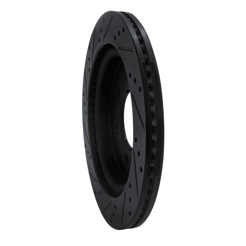 R1 Concepts R1 18-21 Ford F-150 RWD Rear Right Drilled & Slotted Black Brake Rotor