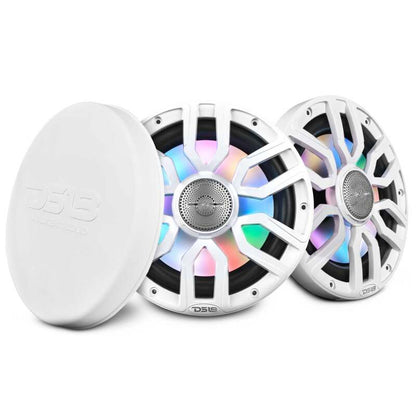 DS18 Marine 8in 2-Way 175 Watts RMS 4 ohm Digital LED Lights Bullet Tweeter Covers Included White