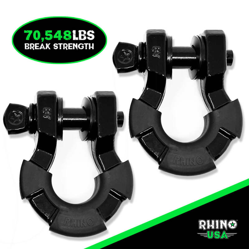 Rhino USA 8T Super Shackle 2-Pack (Black)