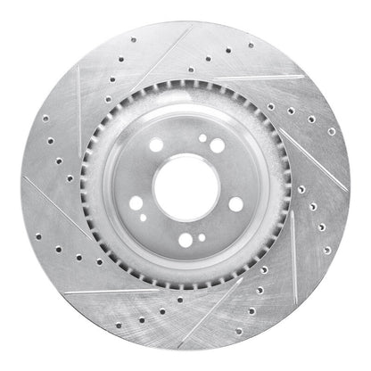 R1 Concepts R1 21-25 Genesis GV70 Front Right Drilled & Slotted Silver Brake Rotor