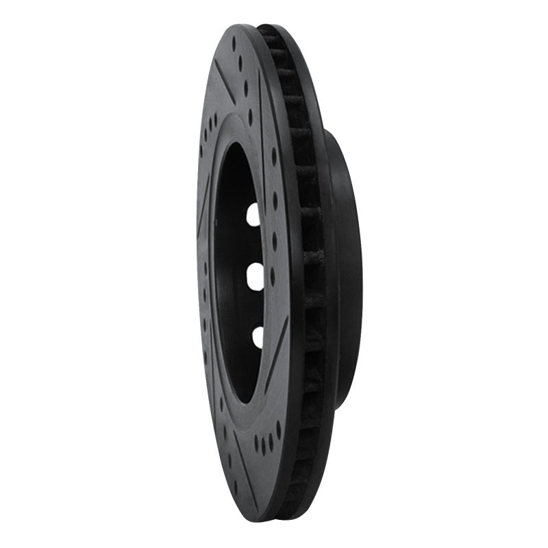 R1 Concepts R1 00-02 Audi S4 Rear Left Drilled & Slotted Black Brake Rotor