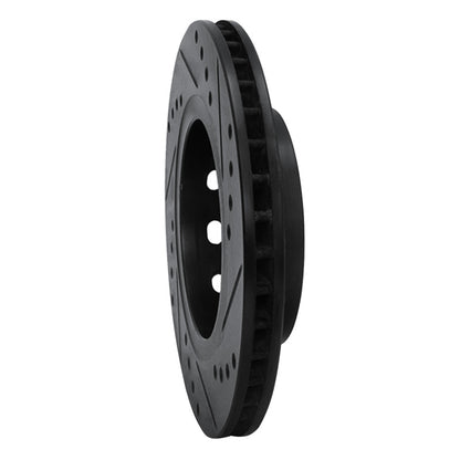 R1 Concepts R1 00-02 Audi S4 Rear Left Drilled & Slotted Black Brake Rotor