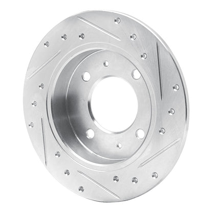 R1 Concepts R1 97-06 Hyundai TIBURON Rear Left Drilled & Slotted Silver Brake Rotor