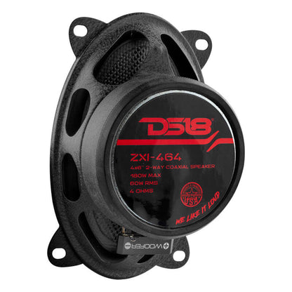 DS18 4x6in 60 Watts RMS 4 ohm 2-Way Coaxial Speaker w/ Kevlar Cones
