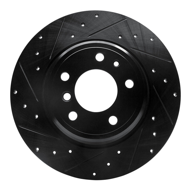 R1 Concepts R1 91-01 BMW 740IL Rear Left Drilled & Slotted Black Brake Rotor