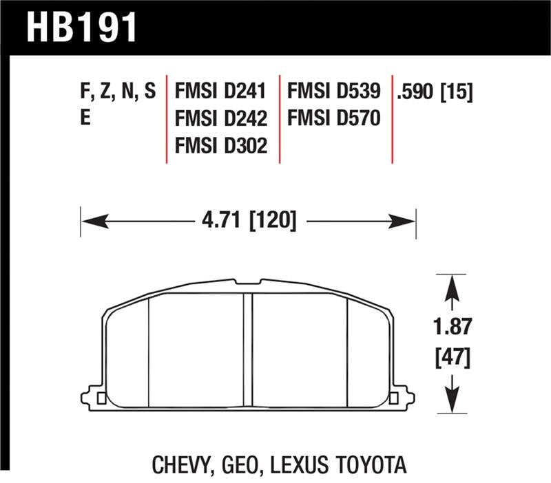 Hawk Performance Hawk 87 Toyota Corolla FX16 HP+ Street Front Brake Pads