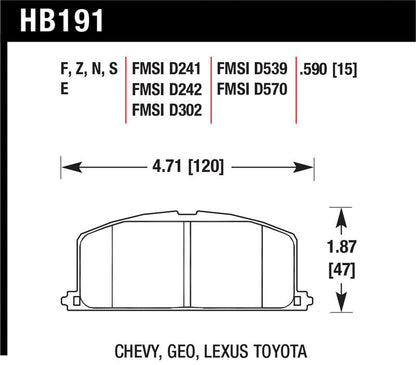 Hawk Performance Hawk 87 Toyota Corolla FX16 HP+ Street Front Brake Pads