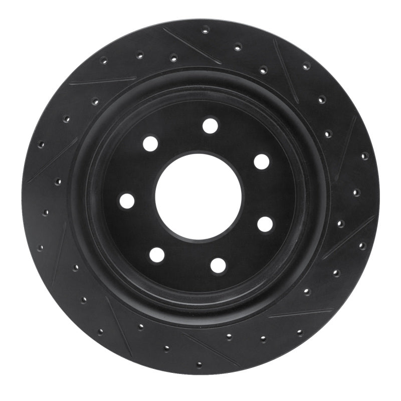 R1 Concepts R1 12-14 Ford F-150 4WD Rear Left Drilled & Slotted Black Brake Rotor