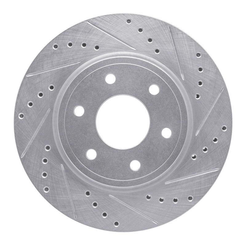 R1 Concepts R1 05-21 Nissan Frontier Front Right Drilled & Slotted Silver Brake Rotor