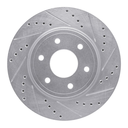 R1 Concepts R1 05-21 Nissan Frontier Front Right Drilled & Slotted Silver Brake Rotor