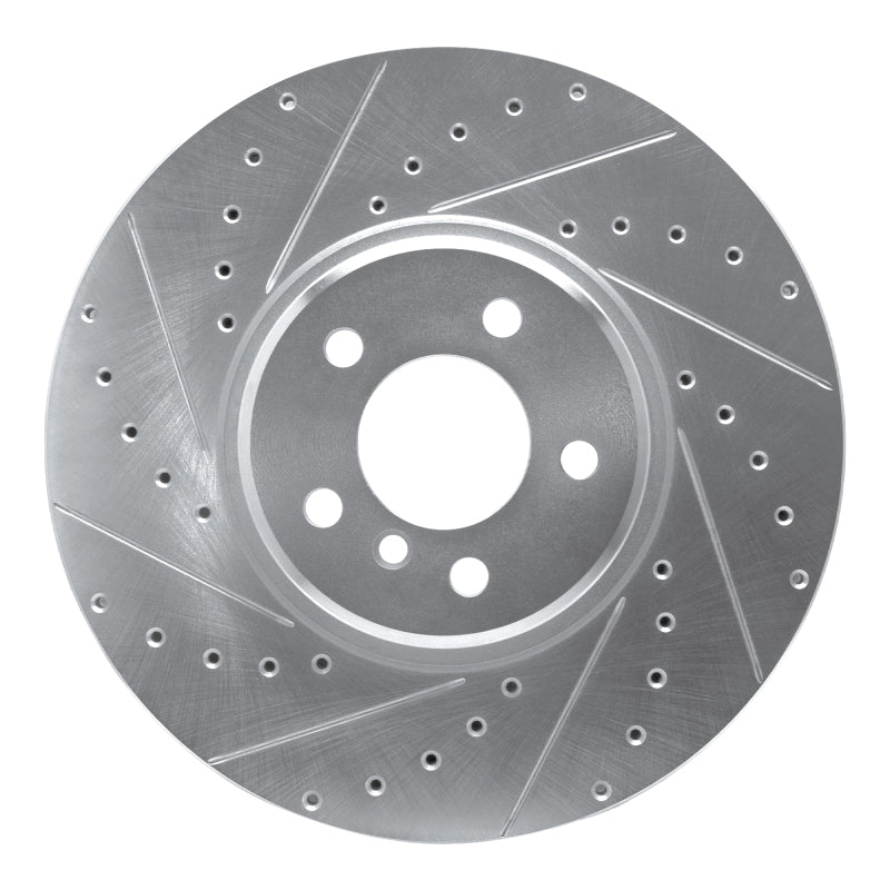 R1 Concepts R1 08-19 BMW X6 Front Left Drilled & Slotted Silver Brake Rotor