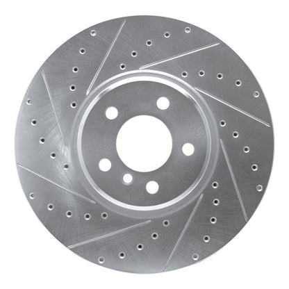R1 Concepts R1 08-19 BMW X6 Front Left Drilled & Slotted Silver Brake Rotor