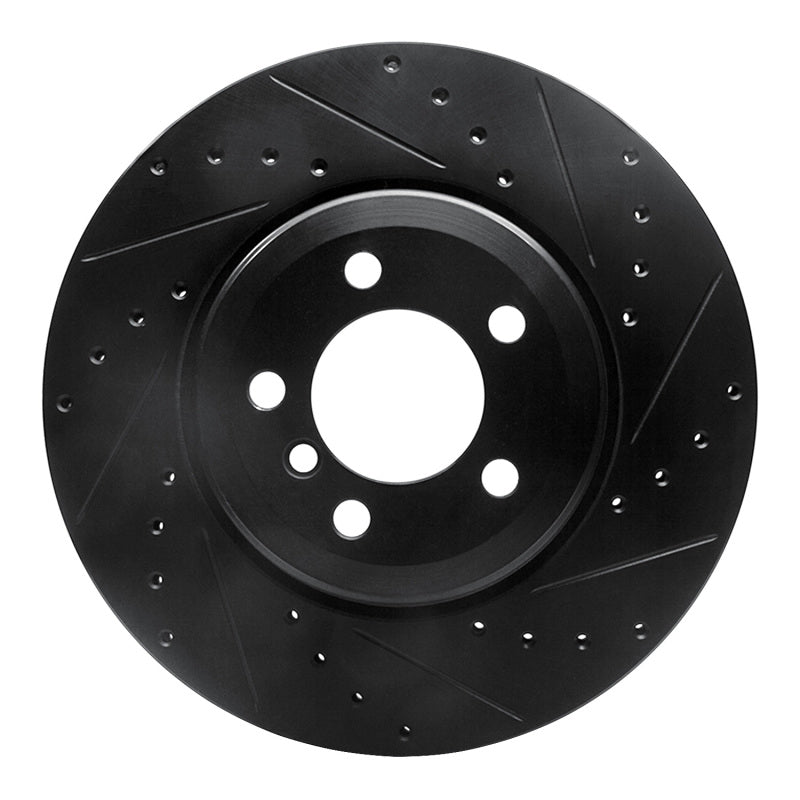 R1 Concepts R1 02-05 BMW 745LI Rear Right Drilled & Slotted Black Brake Rotor