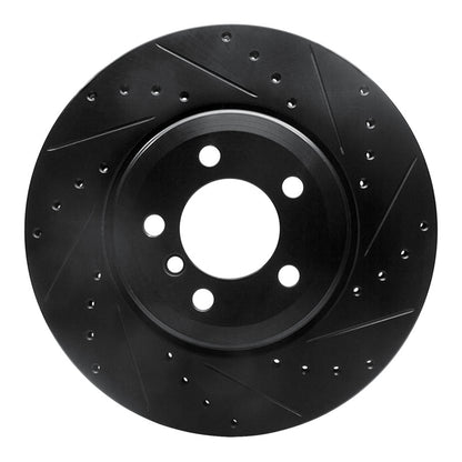 R1 Concepts R1 02-05 BMW 745LI Rear Right Drilled & Slotted Black Brake Rotor