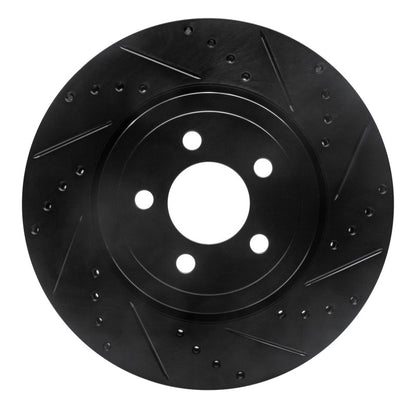 R1 Concepts R1 09-23 Dodge Challenger Front Right Drilled & Slotted Black Brake Rotor