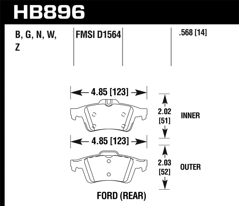 Hawk Performance Hawk 16-18 Ford Focus HPS 5.0 Rear Brake Pads