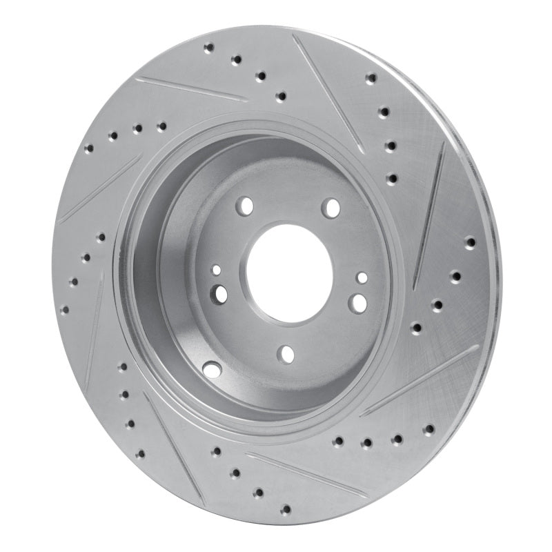 R1 Concepts R1 18-23 Genesis G80 Rear Left Drilled & Slotted Silver Brake Rotor