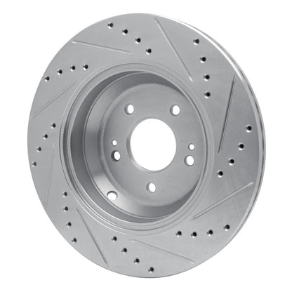 R1 Concepts R1 18-23 Genesis G80 Rear Left Drilled & Slotted Silver Brake Rotor
