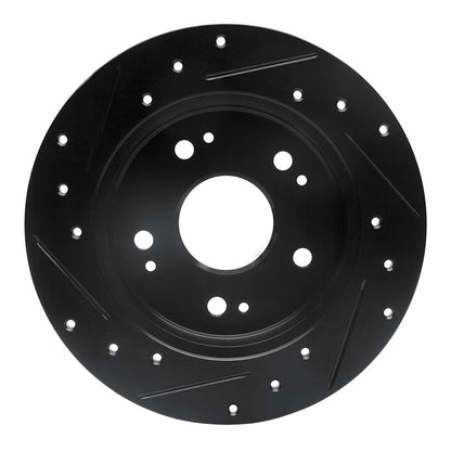 R1 Concepts R1 97-15 Acura CSX Rear Right Drilled & Slotted Black Brake Rotor