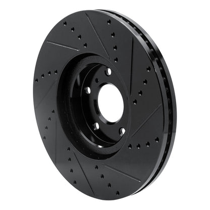 R1 Concepts R1 07-15 Infiniti Q60 Front Left Drilled & Slotted Black Brake Rotor