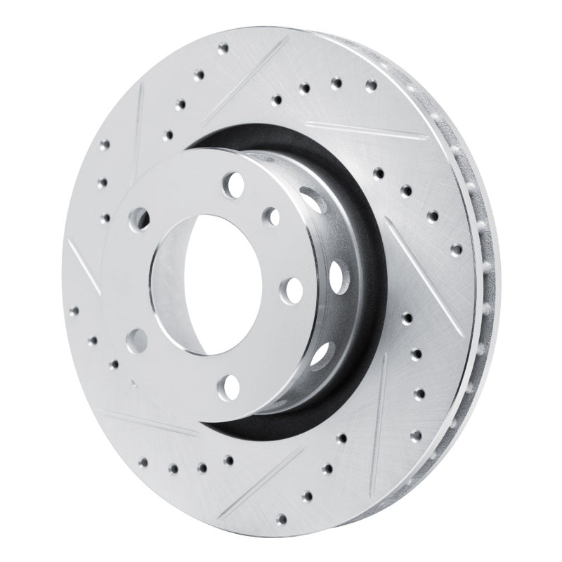 R1 Concepts R1 87-88 BMW M6 Front Left Drilled & Slotted Silver Brake Rotor