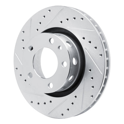 R1 Concepts R1 87-88 BMW M6 Front Left Drilled & Slotted Silver Brake Rotor