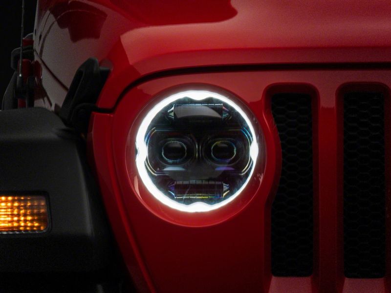 Raxiom 18-23 Jeep Wrangler JL Axial Series 9-In Angel Eye LED Headlights- Black Housing (Clear Lens)