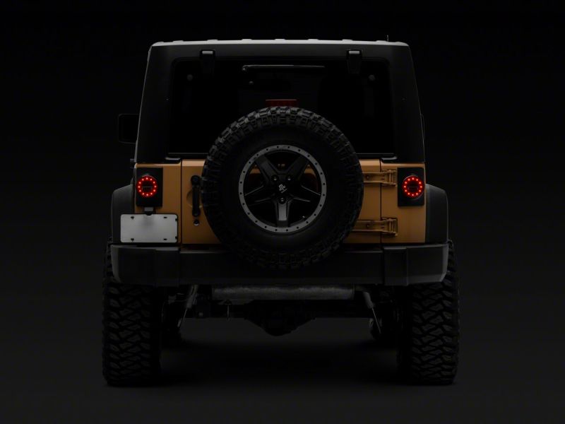 Raxiom 07-18 Jeep Wrangler JK Axial Series Halo LED Tail Lights- Black Housing (Clear Lens)