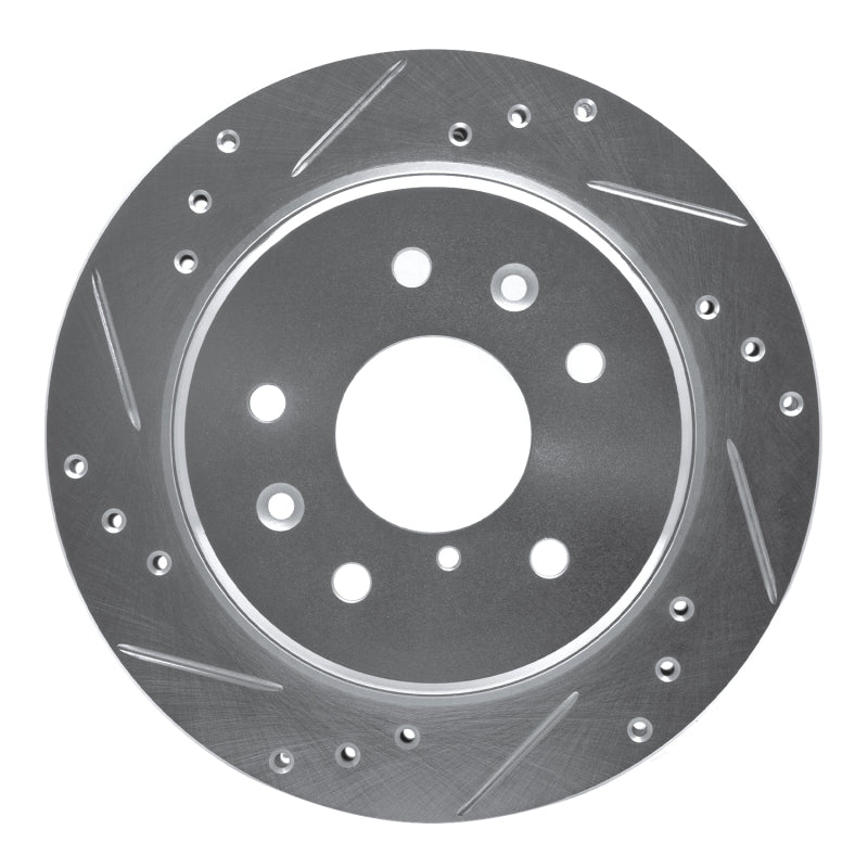 R1 Concepts R1 86-91 Mazda RX-7 Rear Left Drilled & Slotted Silver Brake Rotor
