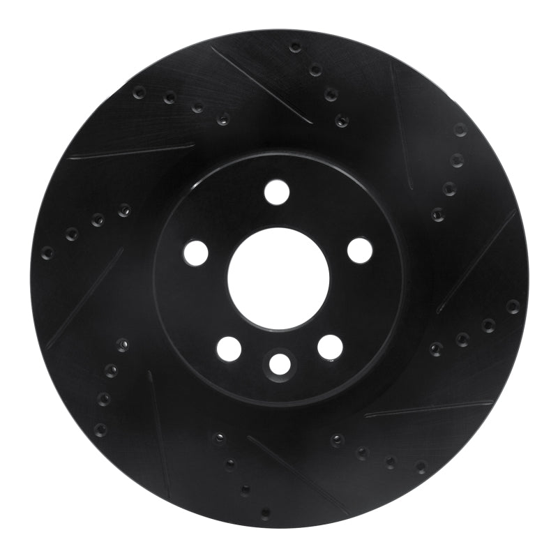 R1 Concepts R1 15-19 Jaguar E-Pace Front Right Drilled & Slotted Black Brake Rotor
