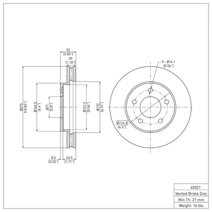 DFC 01-07 Buick Rendezvous Front Brake Rotor