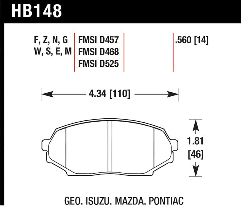 Hawk Performance Hawk 90-93 Mazda Miata (NA) HT-10 Race Front Brake Pads