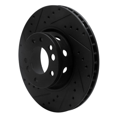R1 Concepts R1 91-93 BMW M5 Front Left Drilled & Slotted Black Brake Rotor