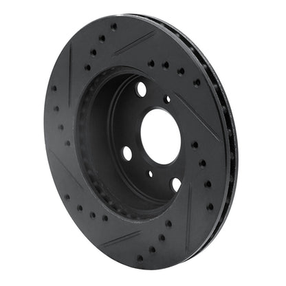 R1 Concepts R1 85-88 Chevrolet Nova Front Right Drilled & Slotted Black Brake Rotor