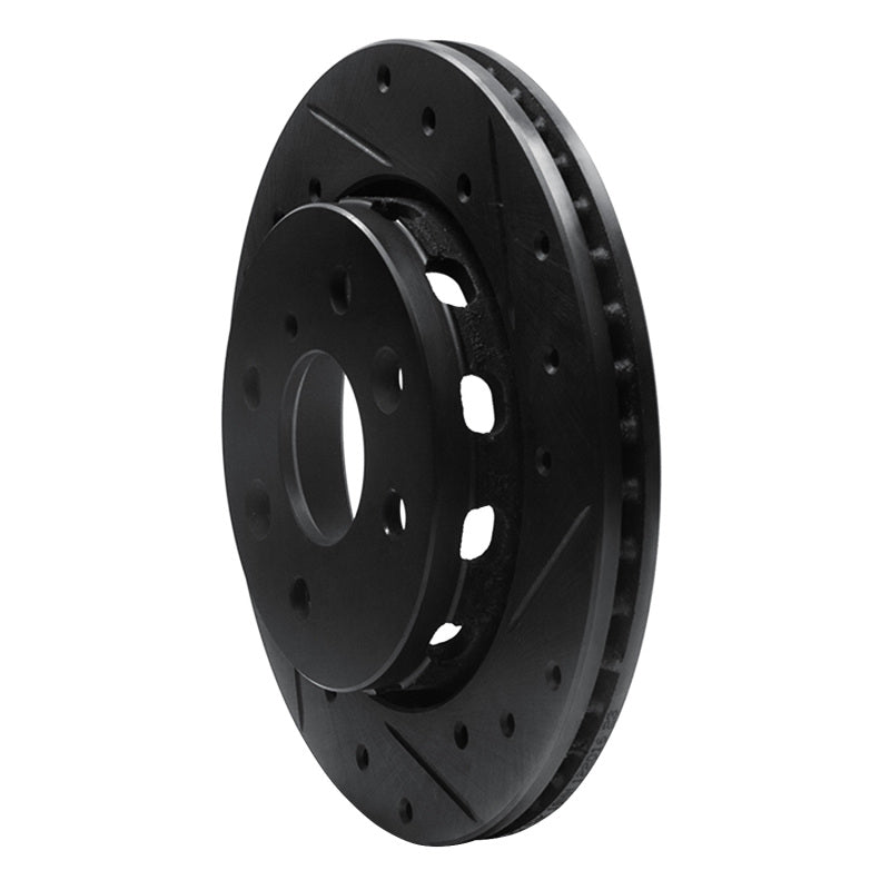 R1 Concepts R1 94-00 Kia Spectra Front Right Drilled & Slotted Black Brake Rotor