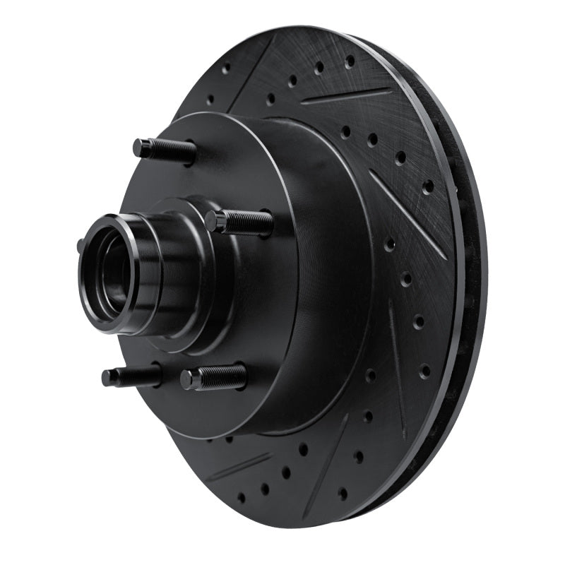 R1 Concepts R1 94-01 Ford F-150 RWD Front Left Drilled & Slotted Black Brake Rotor
