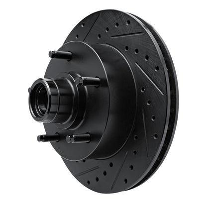 R1 Concepts R1 94-01 Ford F-150 RWD Front Left Drilled & Slotted Black Brake Rotor