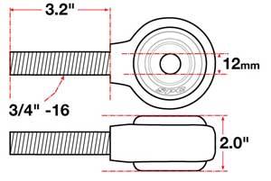 SPC Performance xAxis Sealed Flex Joint RH 3/4in-16x12mm BH x 2in W