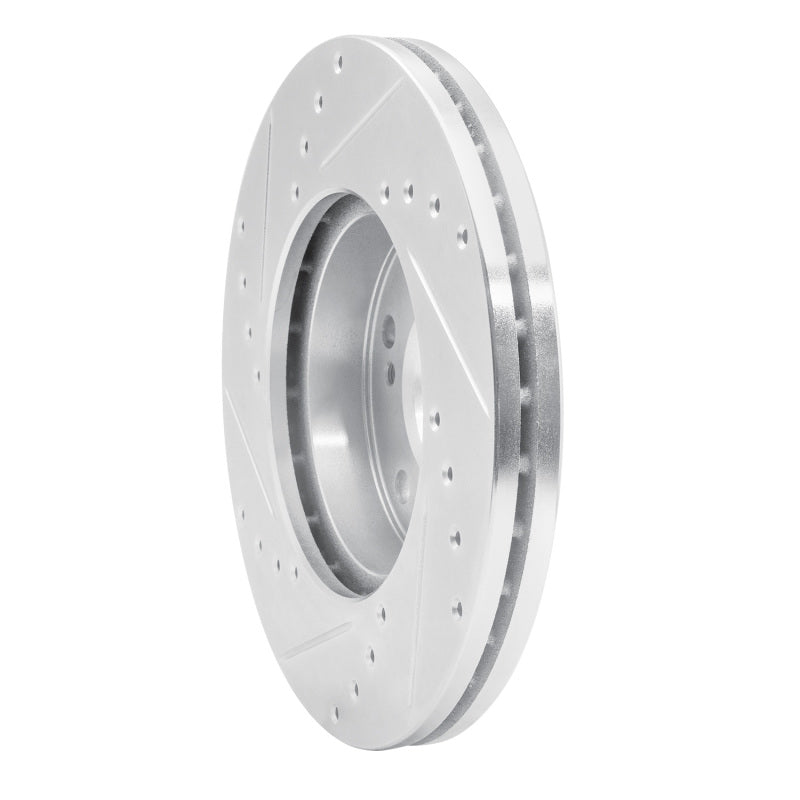 R1 Concepts R1 89-90 Nissan 300ZX Front Right Drilled & Slotted Silver Brake Rotor
