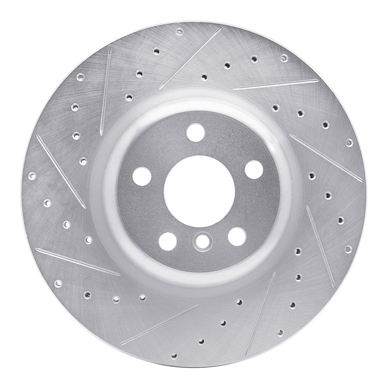 R1 Concepts R1 16-25 BMW 540I xDrive Rear Left Drilled & Slotted Silver Brake Rotor
