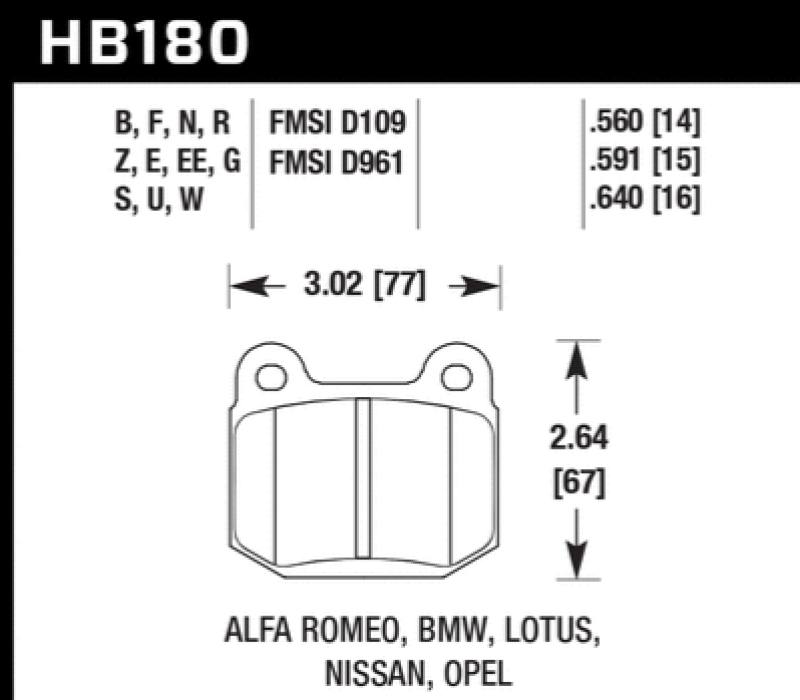 Hawk Performance Hawk 1984-1986 Alfa Romeo GTV-6 2.5 HPS 5.0 Front Brake Pads