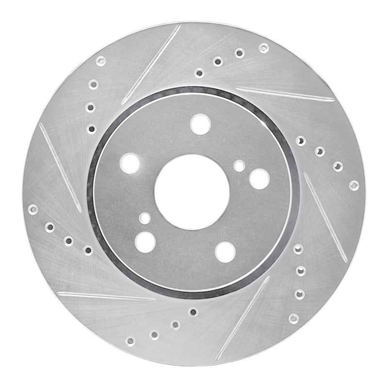 R1 Concepts R1 18-22 Toyota C-HR Front Left Drilled & Slotted Silver Brake Rotor