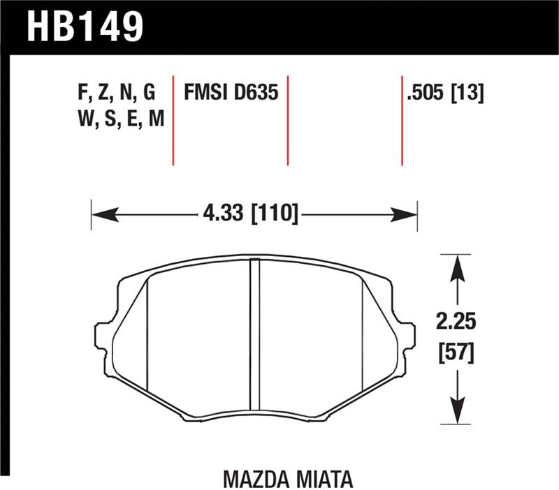 Hawk Performance Hawk 1994-1997 Mazda Miata HPS 5.0 Front Brake Pads