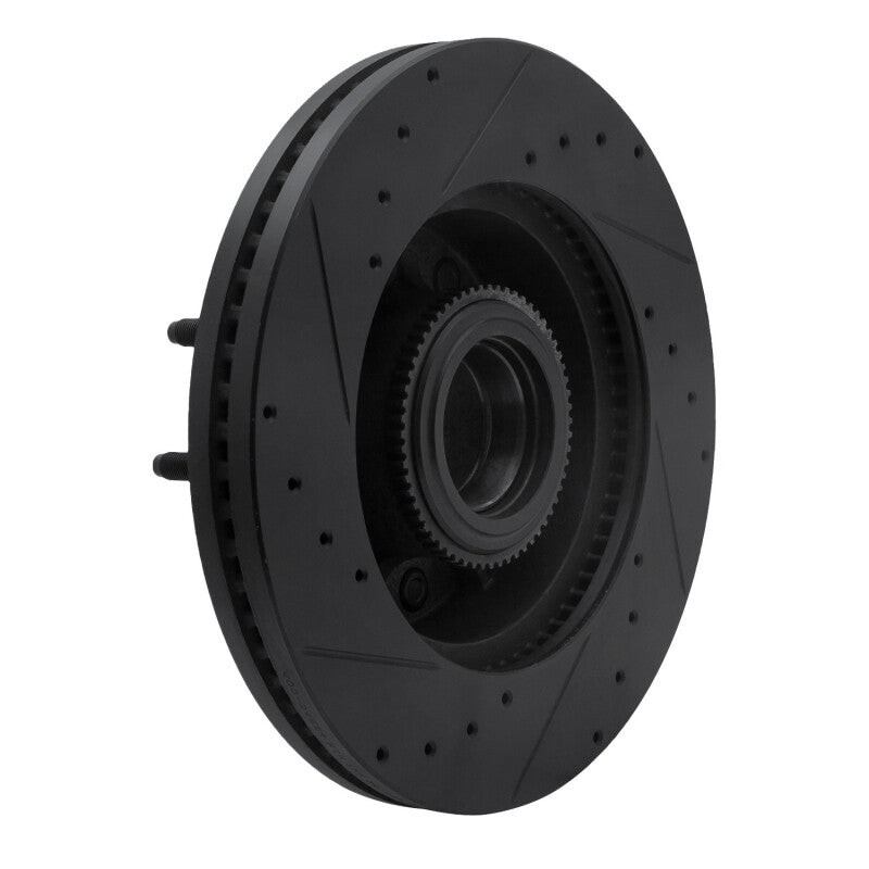 R1 Concepts R1 11-25 Ford F-350 Super Duty 2WD Front Right Drilled & Slotted Black Brake Rotor