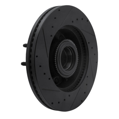 R1 Concepts R1 11-25 Ford F-350 Super Duty 2WD Front Right Drilled & Slotted Black Brake Rotor